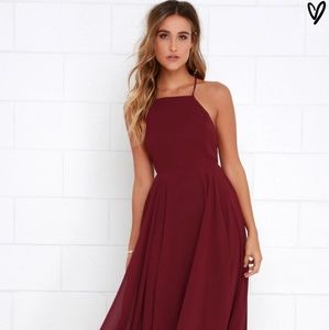 Lulu's Mythical Kind of Love Wine Red Maxi Dress
